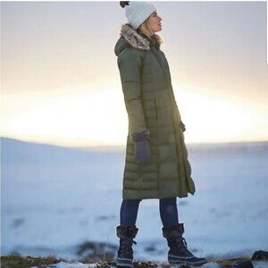 Eddie Bauer Green Lodge Down Duffle Coat Outdoor Gorpcore Women's Size M Tall